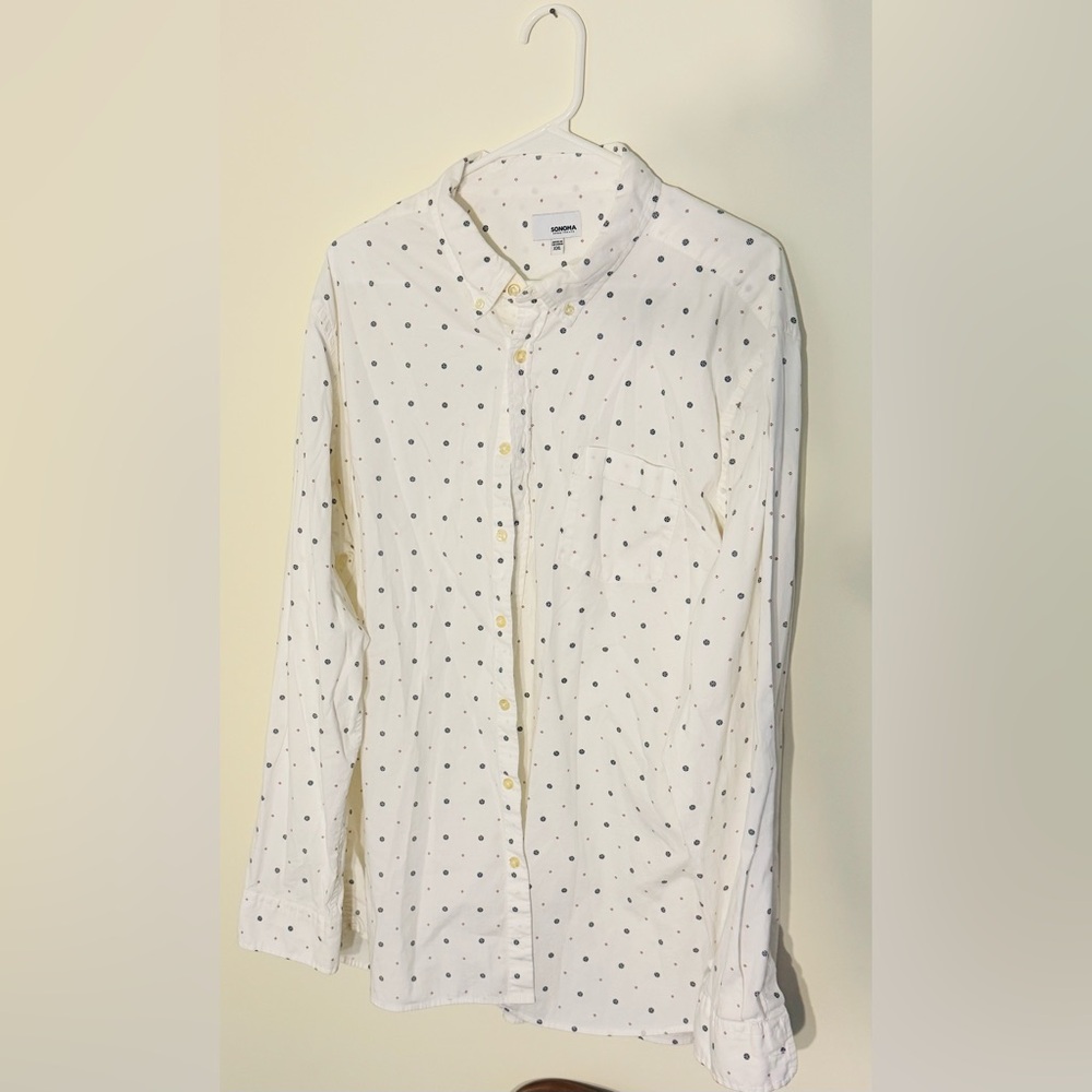 White Polka Dot Men's Shirt